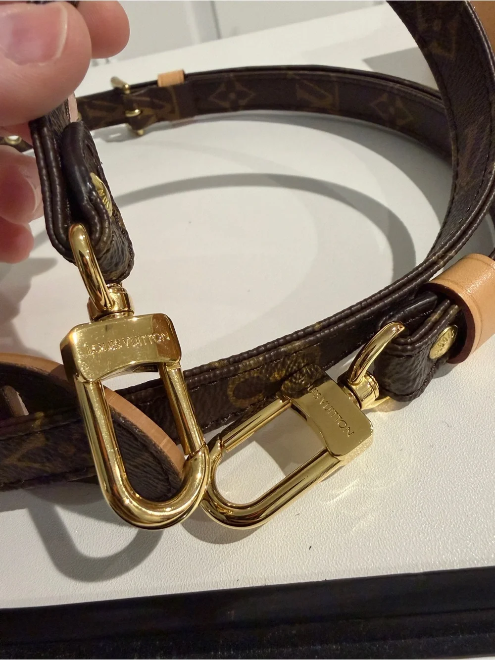 LV Adjustable Strap 16mm Monogram Full Set with COA